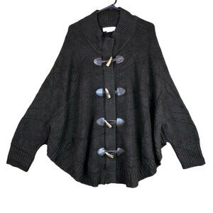 Michael Kors Women Sweater Brown Toggle Cardigan Knit Dolman Sleeve Knit Wool 2X